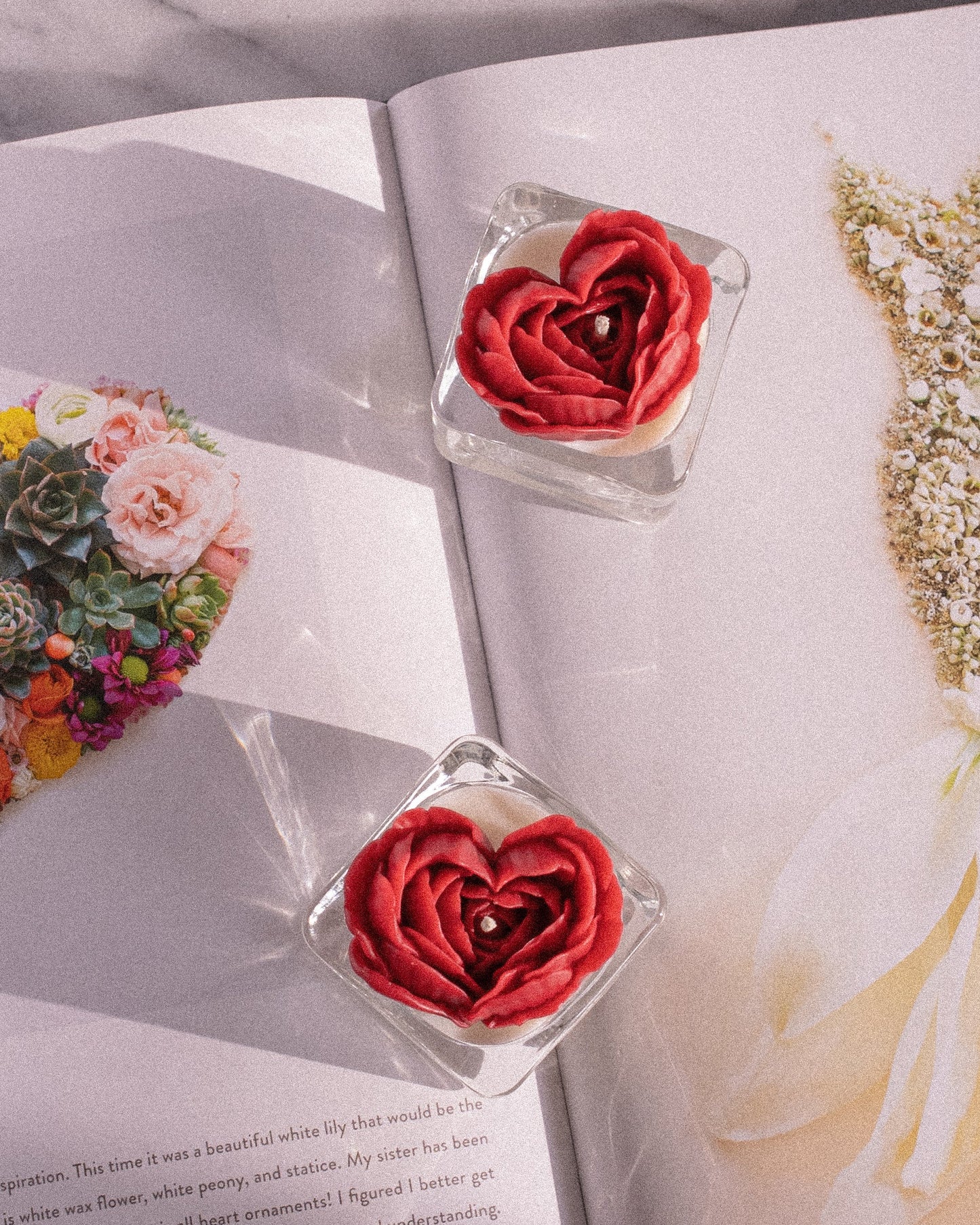 Peony Heart Tealight Candle