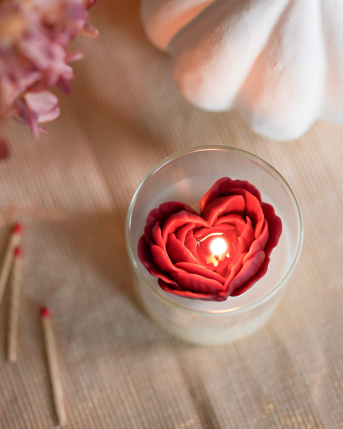 Heart Peony Candle
