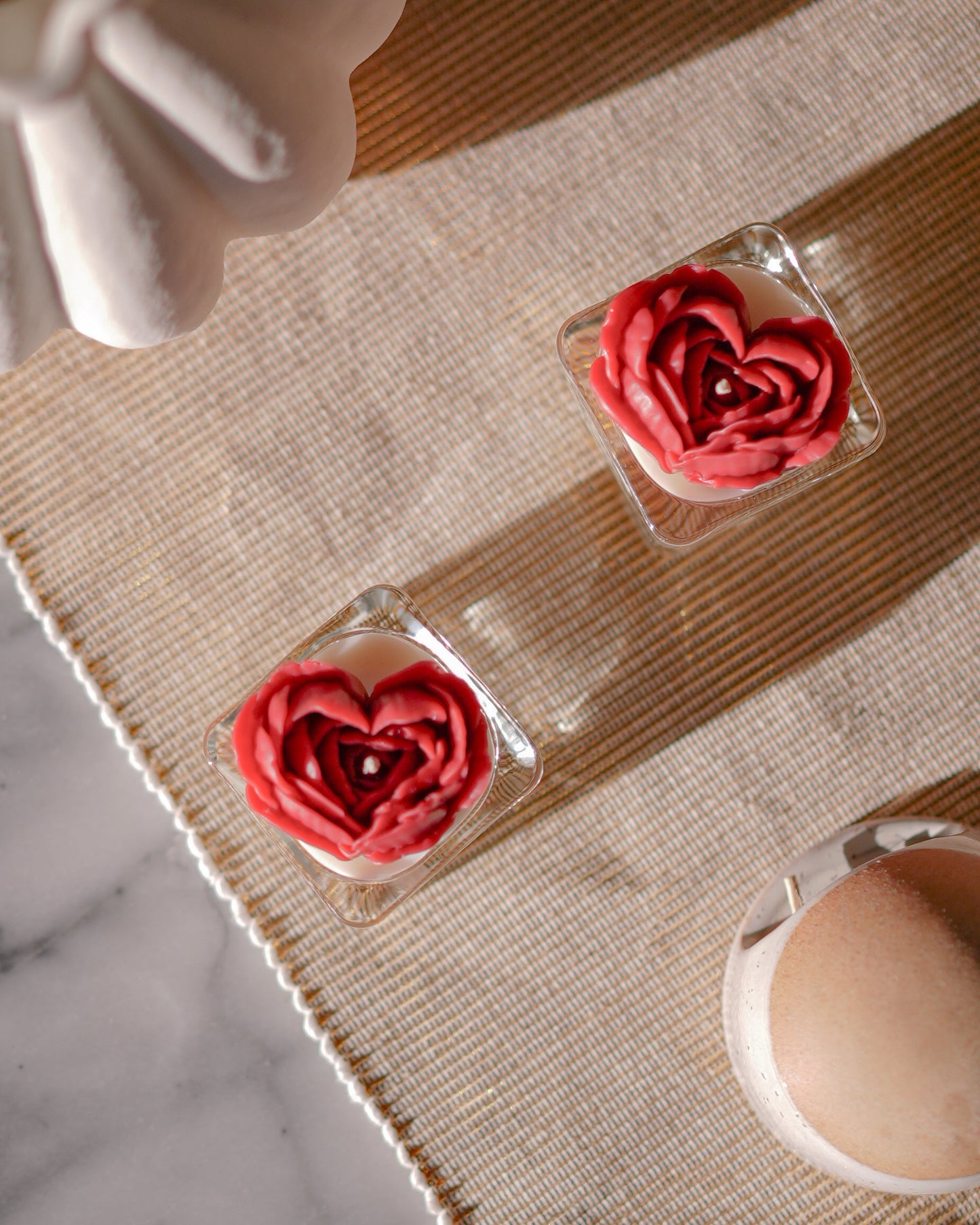 Peony Heart Tealight Candle