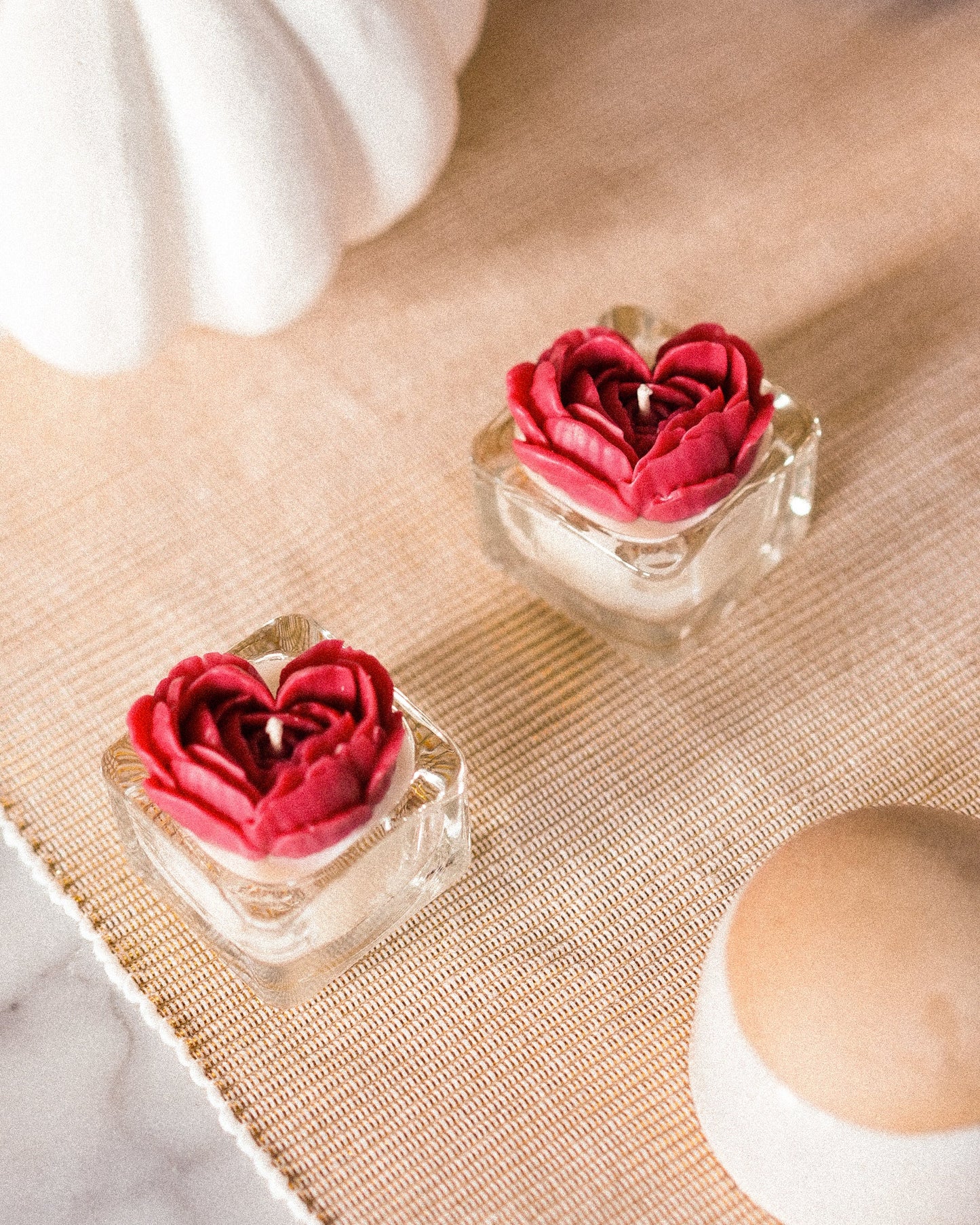 Peony Heart Tealight Candle