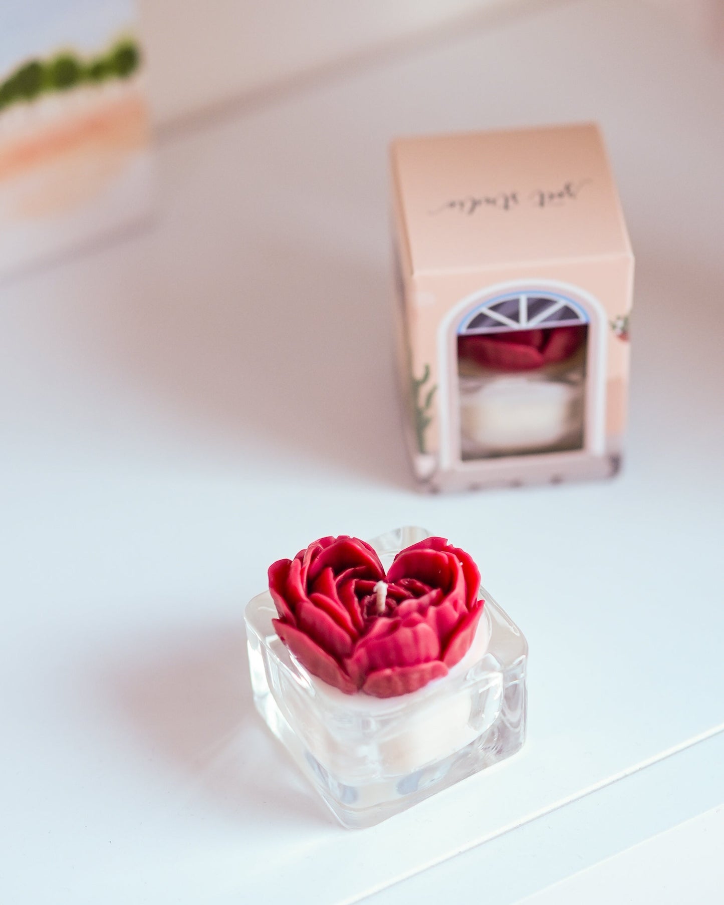 Peony Heart Tealight Candle